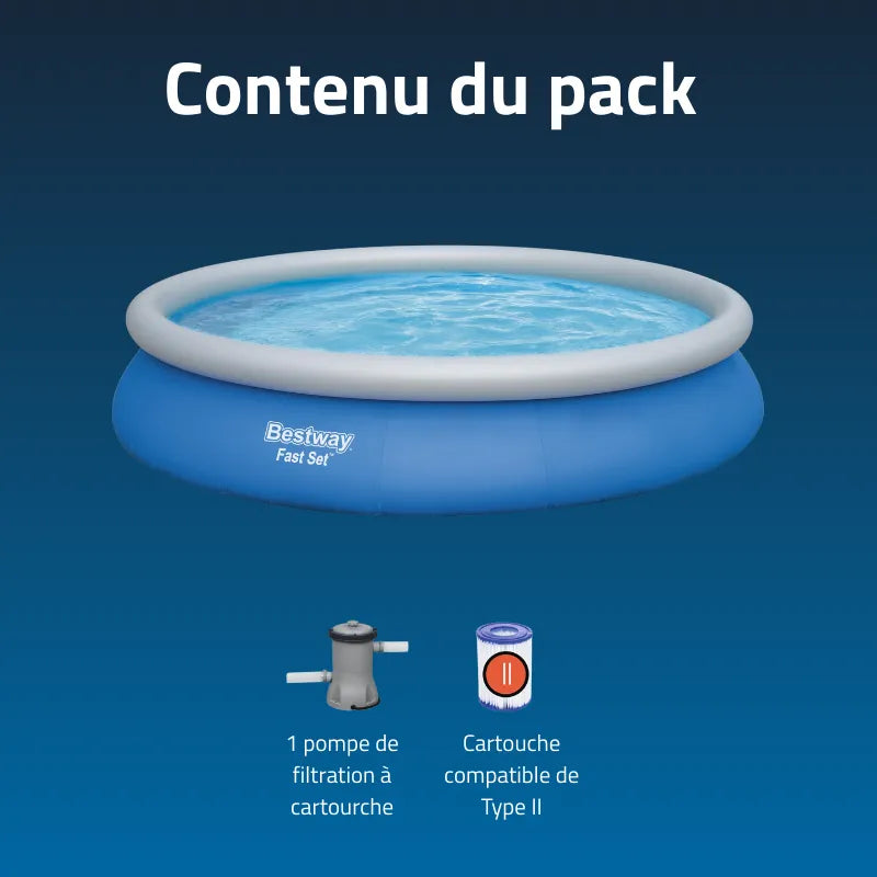 Piscine gonflable ronde Bestway Fast Set 457 x 84 cm bleu