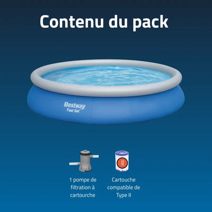 Piscine gonflable ronde Bestway Fast Set 457 x 84 cm bleu