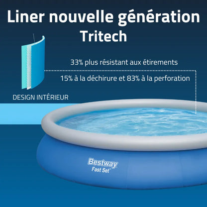 Piscine gonflable ronde Bestway Fast Set 457 x 84 cm bleu