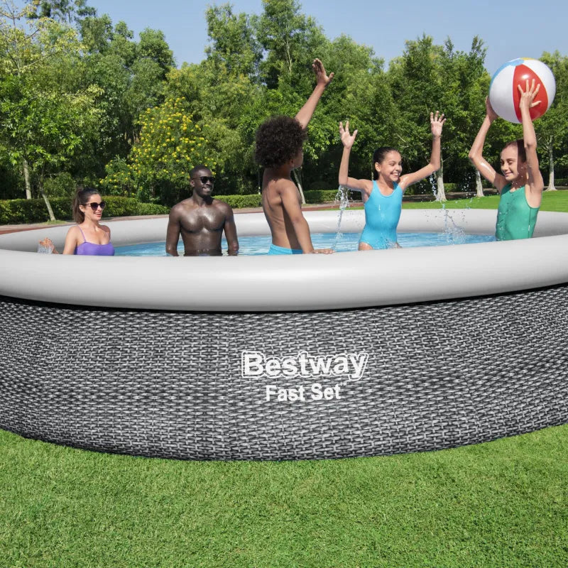Piscine gonflable ronde Bestway Fast Set 457 x 84 cm effet rotin