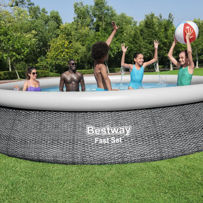 Piscine gonflable ronde Bestway Fast Set 457 x 84 cm effet rotin