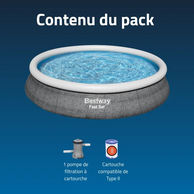 Piscine gonflable ronde Bestway Fast Set 457 x 84 cm effet rotin