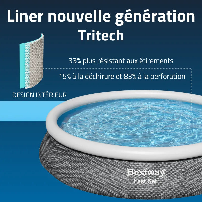 Piscine gonflable ronde Bestway Fast Set 457 x 84 cm effet rotin