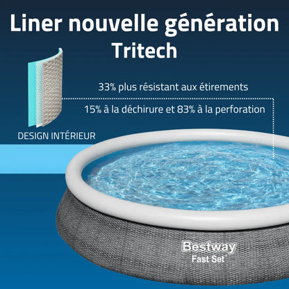 Piscine gonflable ronde Bestway Fast Set 457 x 84 cm effet rotin