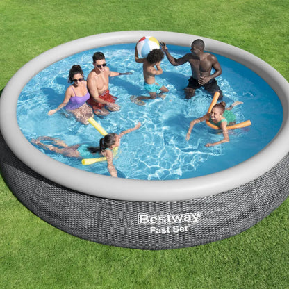 Piscine gonflable ronde Bestway Fast Set 457 x 84 cm effet rotin